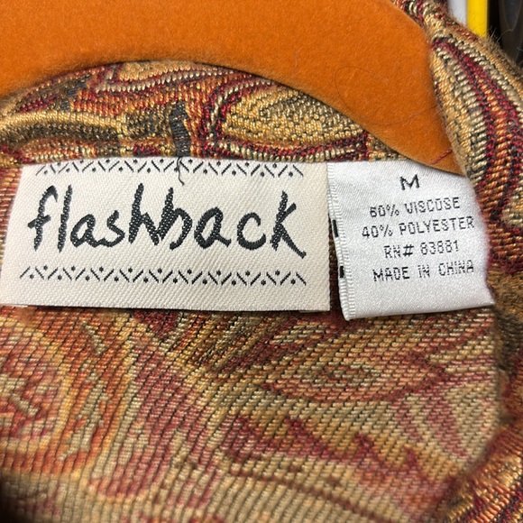 Vintage tapestry jacket with drawstring neckline and ornate wooden buttons - Picture 16 of 17